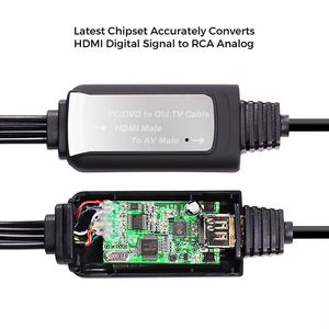 从HDMI公到3RCA公AV转换器适配器电缆hdmi a rca支持1080P - Product Image 4