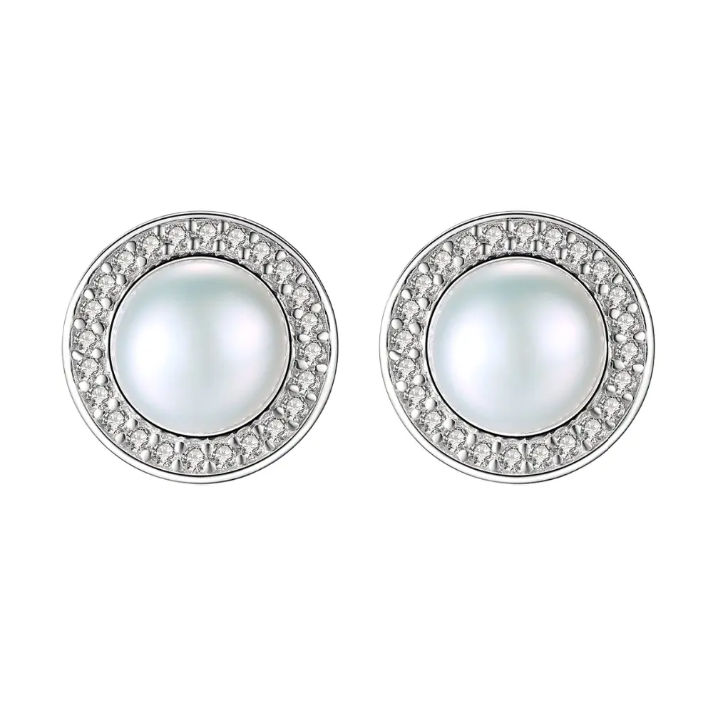 PAG & MAG donne gioielli da sposa 925 Sterling Silver Stud rotonda d'acqua dolce 7-7.5mm naturale barocco orecchini di perle