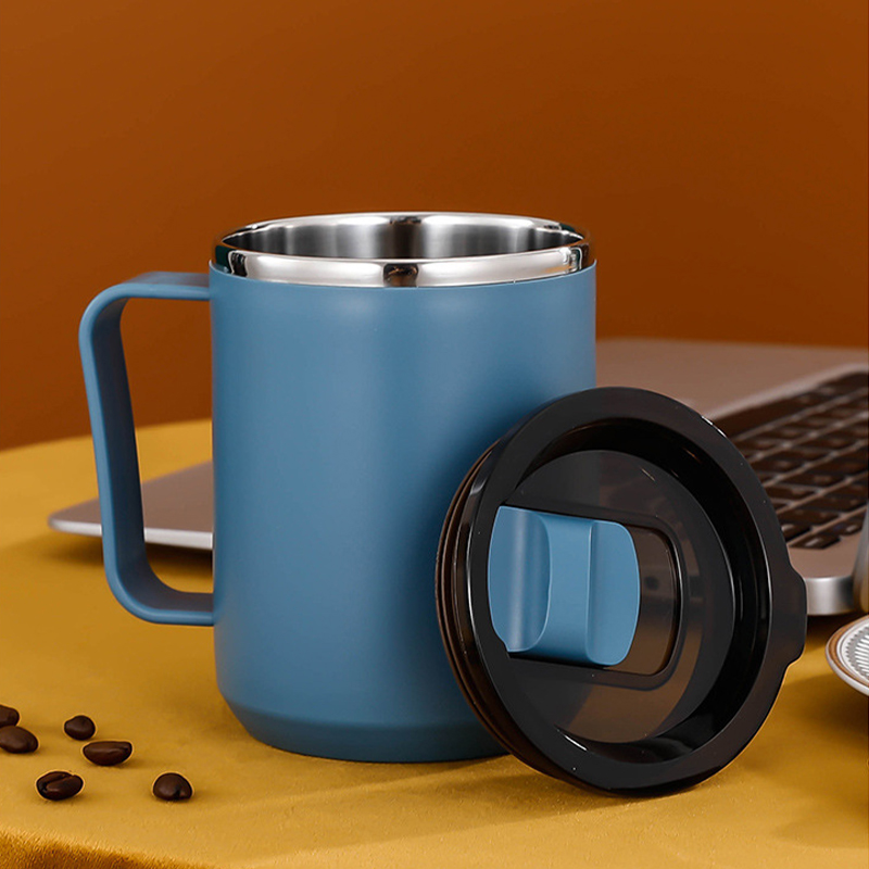 Anti-overflow Insulated Coffee Tumbler Cup 304 Stainless Steel Mug With Handle