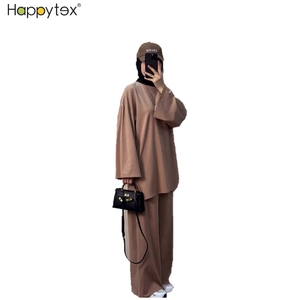 工厂时尚中东迪拜土耳其软固体宽松两件套运动服装穆斯林女性休闲日常穿着