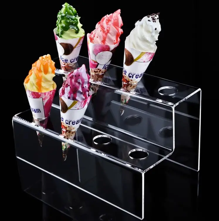 Soporte de exhibición de cono de helado acrílico, gran oferta, para tienda