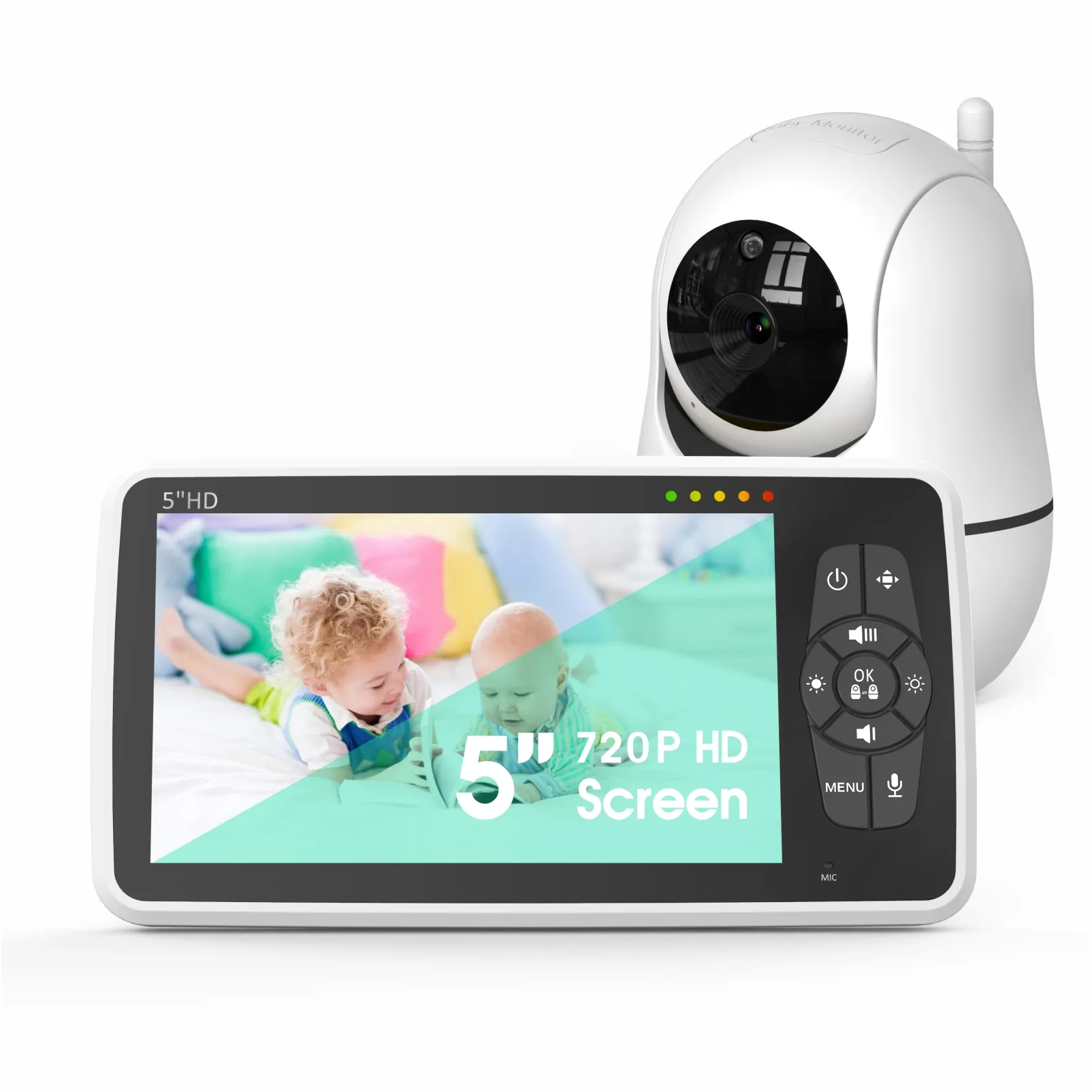 Best Seller vídeo Baby Monitor 5 "720P Display HD Night Vision Remoto Pan Tilt Zoom Pet Baby Monitor