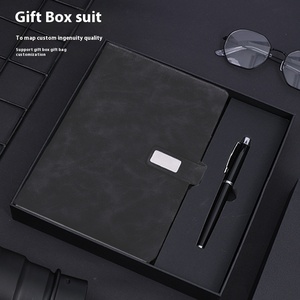 Özelleştirilmiş A5 Deluxe yumuşak deri kılıf dizüstü Set promosyon iş hediye kutusu ile stokta 100 iç sayfa ve kalem - Product Image 5