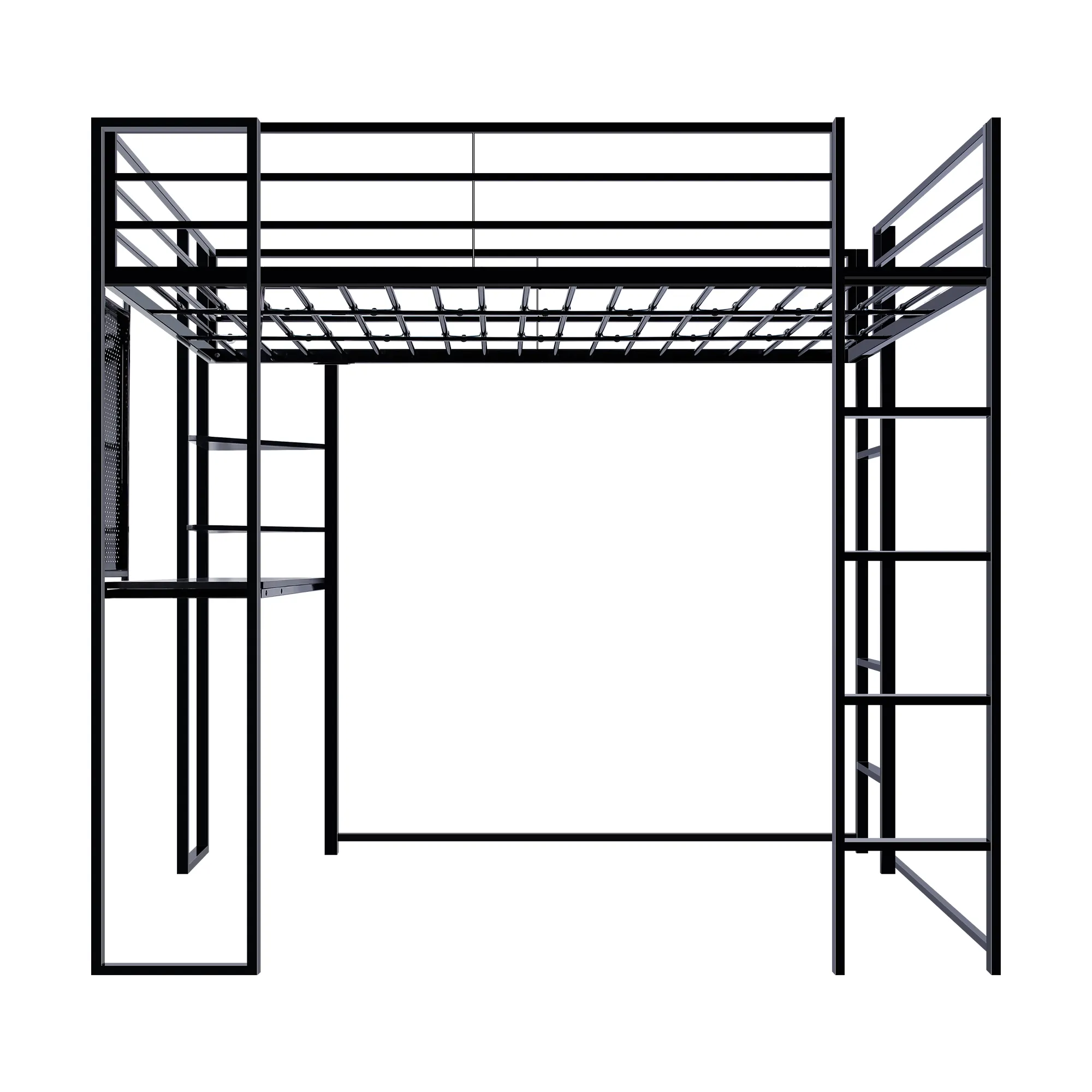 Muebles para el hogar Escaleras integradas Barandilla Marco de cama de metal para adultos Cama de loft de tamaño doble Cama de loft de metal de acero resistente