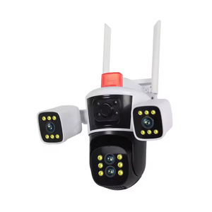 Cámara IP WiFi de 4MP 8K, tres lentes, vista panorámica al aire libre, PTZ, seguridad inteligente, hogar, calle, Sensor CMOS, tarjeta Micro SD, uso en interiores