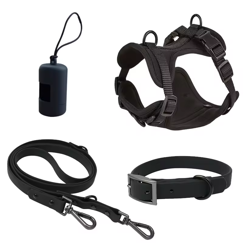 Black Pet Harness 4-piece set