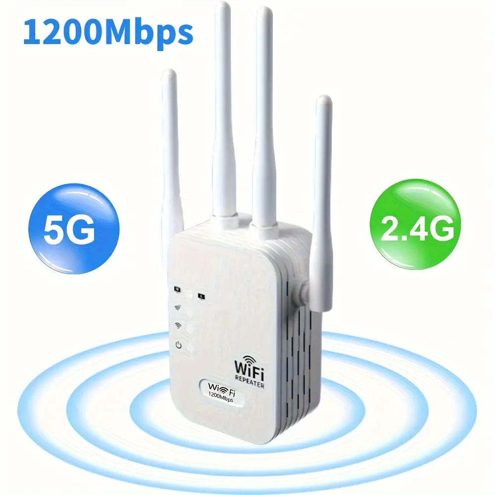 Extensor WiFi para exteriores, extensores WiFi de 1200Mbps, amplificador de señal para rango doméstico de hasta 10000 pies cuadrados, extensor WiFi de Internet