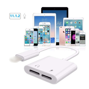 OEM兼容IPhone双适配器2合1音频适配器充电器电缆双耳机插孔适配器，带音频和充电器 - Product Image 2