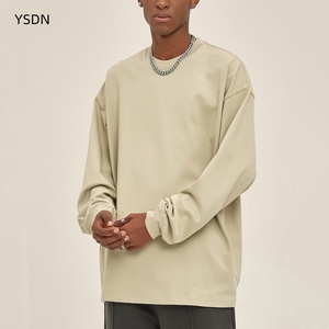 ブランク特大長袖ユニセックスTシャツ305Gヘビーコットン100% マルチカラーTシャツ男性用カスタムプリントTシャツ