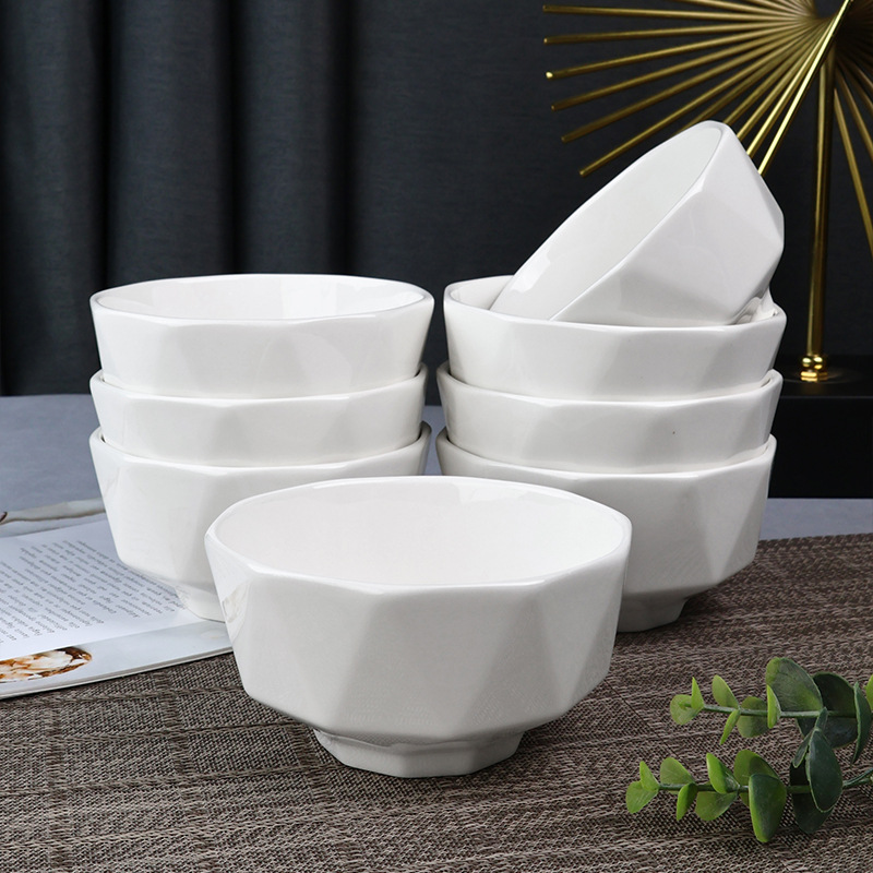 8-pack of pure white diamond 5-inch rice bowls