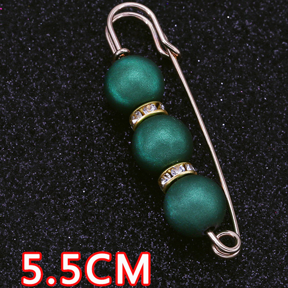 YJ008 Three Green Faux Pearl Golden Brooch (5.5 cm)