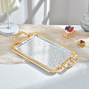 豪华金属上菜托盘镀金优雅水果托盘和餐具套装 - Product Image 4