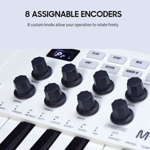 M-Vave SMK25 Mini tastiera MIDI 25 tasti sensibili supporto Wireless con 8 RGB Drum pad Console di controllo 8 codificatori assegnabili - Product Image 5