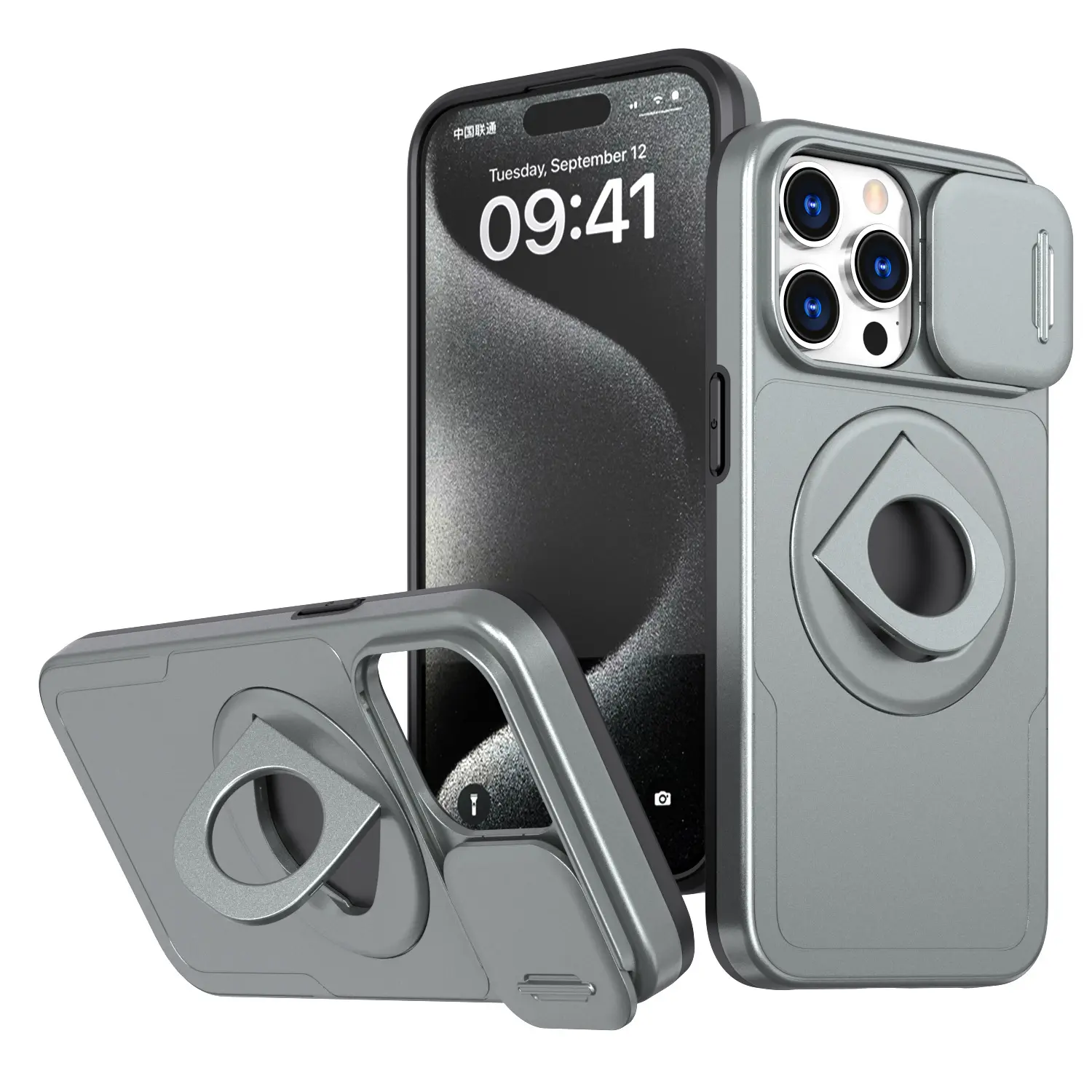 Cep telefonu aksesuarları yeni stil yüzük manyetik Hollow-out braketi ile Lens itme pencere iPhone için kılıf 14 artı