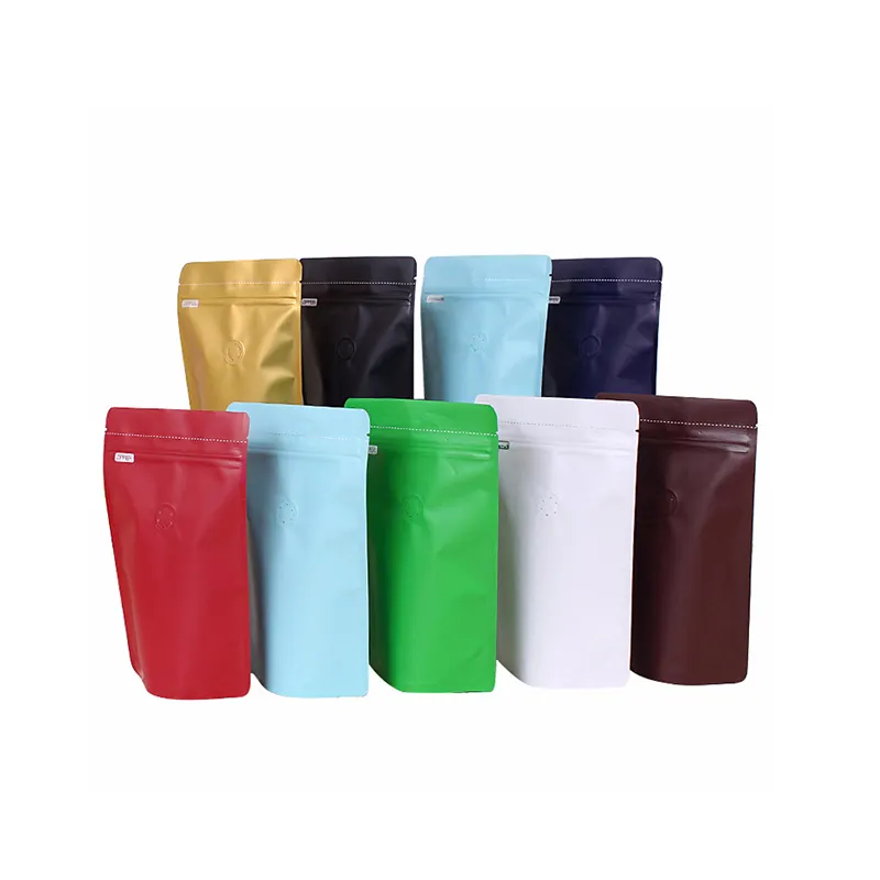 Plastic zippered coffee foil pouch bags with degassing valve in stock