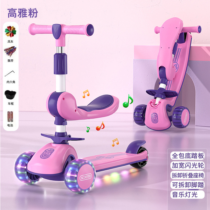 Roues clignotantes élargies rose foncé-siège-musique-cadeaux