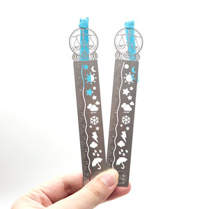 <strong>Custom</strong> <strong>Etching</strong> Stainless Steel Drawing <strong>Stencils</strong> Metal Ruler Graffiti Bookmark Template Metal Planner Ruler with Scale
