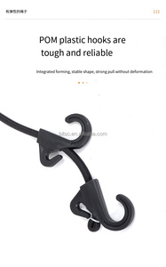 <strong>Elastic</strong> Rubber Straps Black Rope for Camper, <strong>Elastic</strong> Bungee Cord with 4 Hooks for Luggage Fixing Device Camping Car Strap