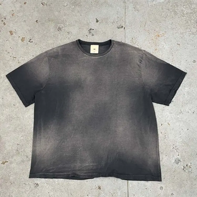 T-shirt con lavaggio acido in pietra Vintage Unisex da uomo minerale pesante con stampa oversize all'ingrosso personalizzata