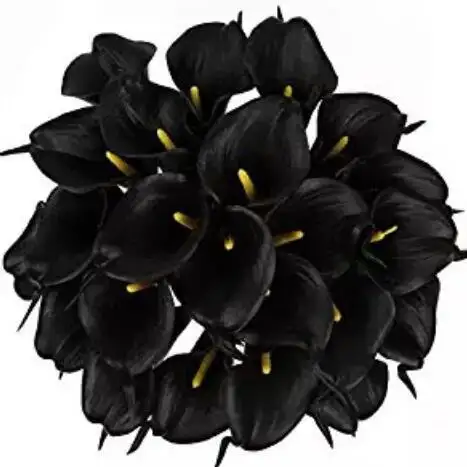 Noir Calla Lily Bouquet De Mariée Tête Latex Vraie Touche Fleur Bouquets