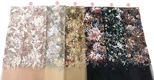 Thêu Lớn Màu Đỏ Hoa Ren Vải Với Bạc Màu Đen Lá Mô Hình Phi <span class=keywords><strong>Sequin</strong></span> Vải Cho Buổi Tối Ăn Mặc Váy Quần Áo - Product Image 6