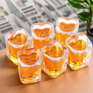 Handmade Thickened 50ml <strong>Wine</strong> Glass Cup clear square Bottom <strong>Heart</strong> <strong>Shaped</strong> Shot Glass for bar Party <strong>Gift</strong> - Product Image 2