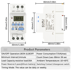 Elettronico settimanale 7 giorni programmabile interruttore digitale Timer relè di controllo AC 220V 230V 10A 16A Din Rail THC15A 30A DC 12V 24V 1NO - Product Image 2