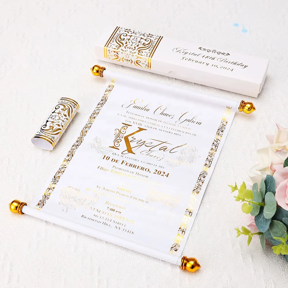 Convites de casamento personalizados de luxo com caixa e cartões de aniversário com faixa de barriga dourada, cartões de aniversário e convite de casamento
