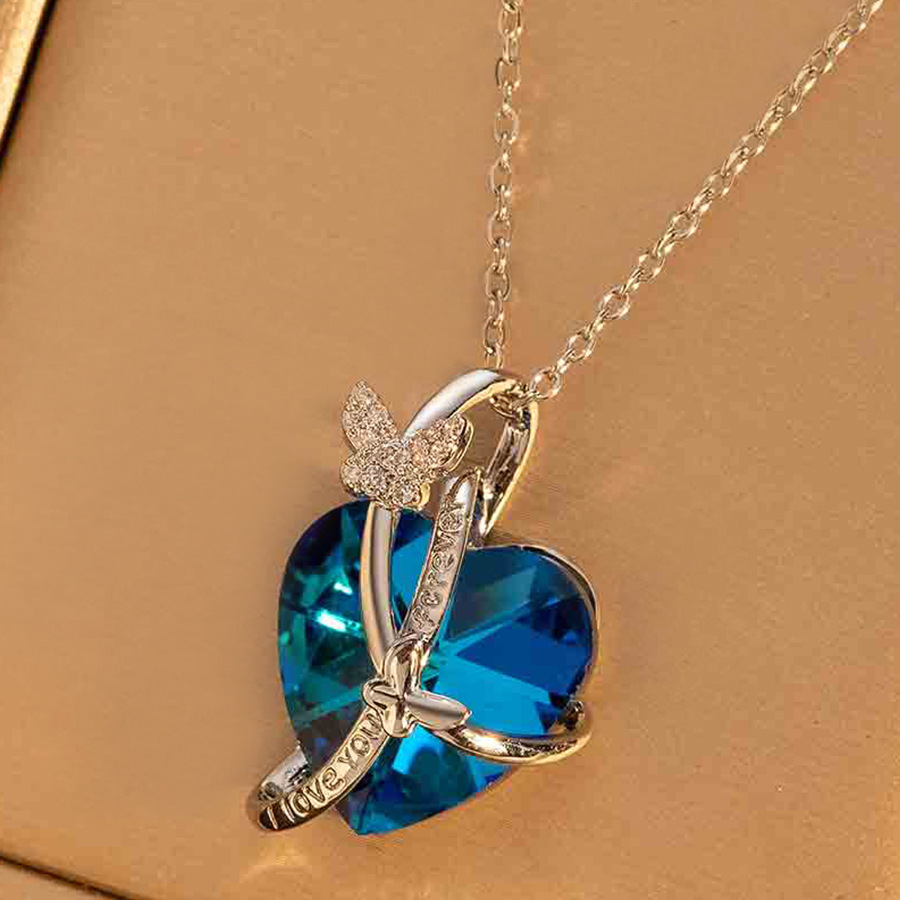 Big heart butterfly-blue-silver
