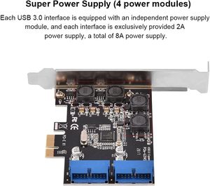 PCI Express 1X Extender ไปยังภายใน2พอร์ตส่วนหัวของ19Pin ได้อย่างรวดเร็ว5Gbps PCI-Express USB 3.0 CARD - Product Image 2