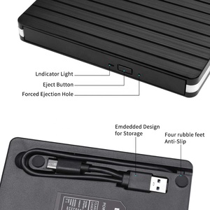 外置CD/DVD驱动器，带Type-C的USB 3.0，便携式刻录机和读取器，即插即用，低噪音，超薄超级驱动器，用于Lapt