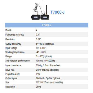 Sensore di inclinazione Wireless con un intervallo di misurazione di 90 gradi, precisione di 0.1 gradi, risoluzione di 0.01 gradi (opzionale)