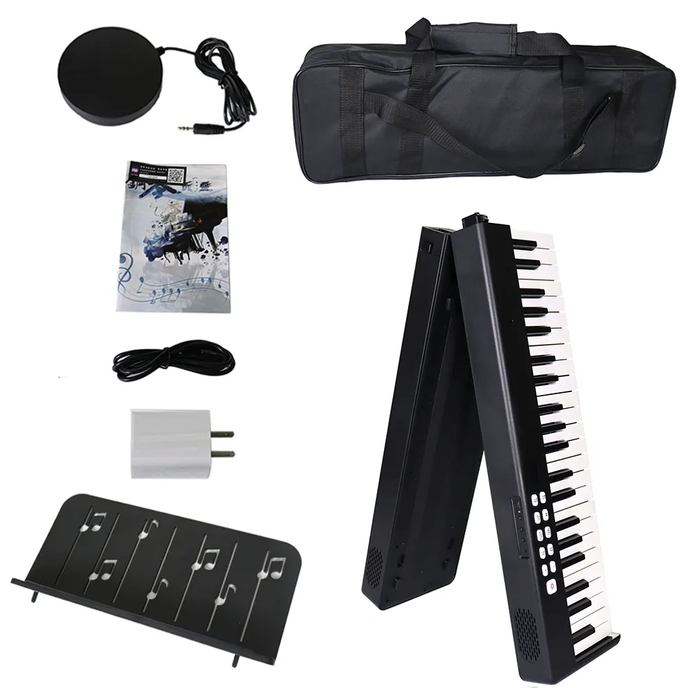 Folding Piano Keyboard Electric Keyboard 88 Keys Digital Foldable With MIDI Sustain Pedal Music Sheet Holder Bag