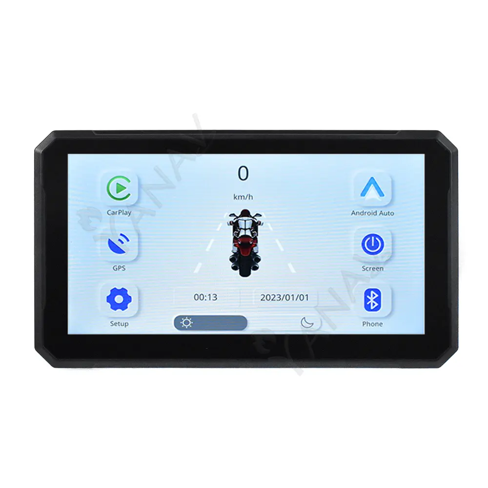 Tela portátil Carplay Android 7 Polegadas para motocicleta, câmera DVR GPS de navegação, à prova d'água, compatível com motocicleta