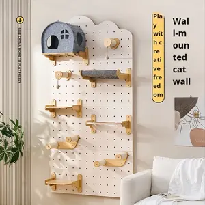 Pastoral Umwelt freundliche 5-stufige <span class=keywords><strong>Cat</strong></span> Wall Jumping Platform Kletter rahmen Wand-Sprungbrett Massivholz Peg board <span class=keywords><strong>Tree</strong></span> - Product Image 3