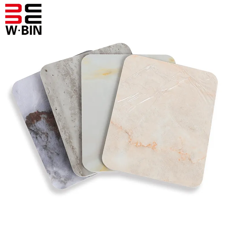 Eco-Friendly Fire Protection Marble Texture PET MDF/Acrylic Compressed Rock Slab Decor Wall Panel for Exterior Apartment Walls