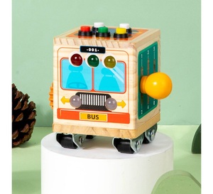 Unisex Children's Busy Blocks Educational <strong>Toy</strong> Set Small Wooden Car With Lights Steering Wheel Hands-On Ability Packed in Box