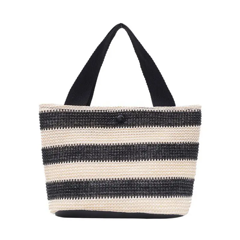 Bolsa de palha personalizada luxuosa para mulheres, mini cesta de palha tecido simples para praia, verão, 2022
