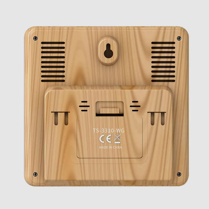 Digital Color Screen Weather Station Wooden Snooze Alarm Clock with RF Sensor