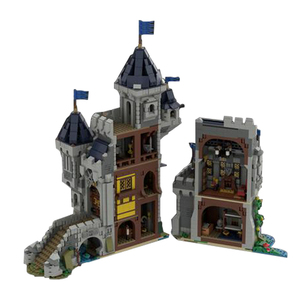 Funbuild มุมมองถนน31120อิฐย้อนยุคยุคกลาง MOC-101775ปราสาทเหยี่ยวอัศวินดำปราสาทยุคกลางอาคารของเล่น - Product Image 6