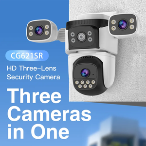 Wholesale High Quality CG621SR 6MP Three Lens Three Screen Auto Tracking Security <strong>Camera</strong> Color Night Vision <strong>Camera</strong> for Outdoor