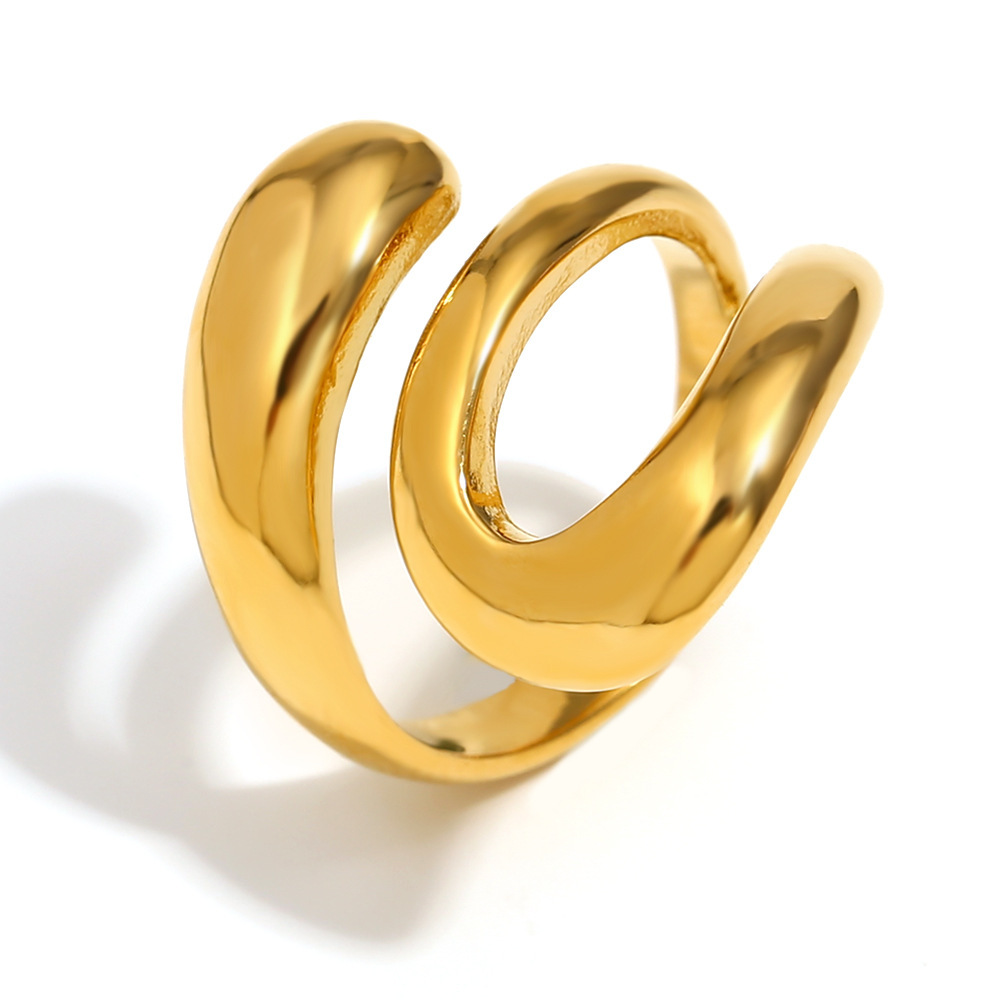 Three-layer open snake ring - Gold