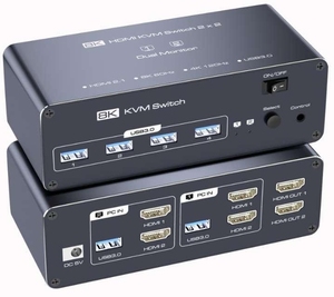 HDMI <strong>KVM</strong> <strong>Switch</strong> 2x2 8K60Hz <strong>2</strong> in <strong>2</strong> Out Dual Display <strong>KVM</strong> HDMI Extended Display USB <strong>KVM</strong> <strong>Switch</strong> Computer Accessories