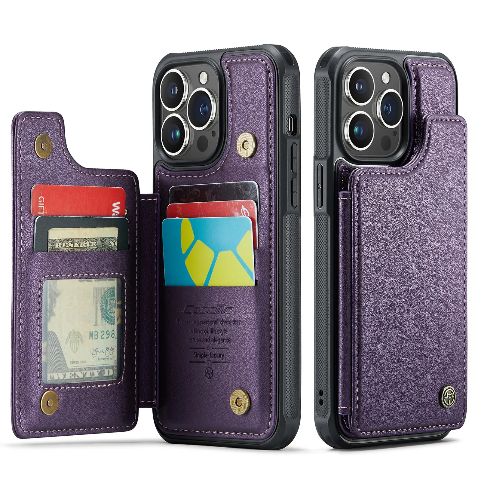 Nieuwe Flip Card Portemonnee Lederen Telefoon Case Voor Iphone 15 Pro Magnetische Close Card Pocket Lederen Telefoon Case Voor Iphone 15pro