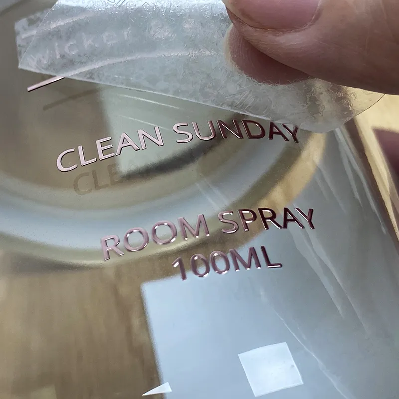 Pegatina de transferencia a prueba de agua, Logo personalizado de vinilo UV plateada/oro rosa/Metal, pegatina de transferencia de níquel para botellas