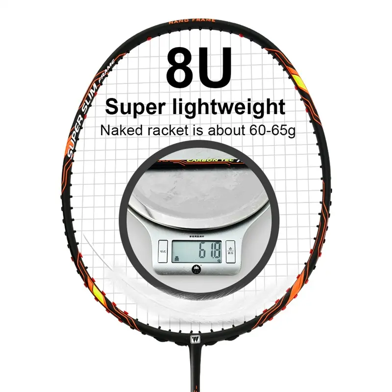 Süper hafif 8U yüksek dereceli yarasa profesyonel badminton raketi