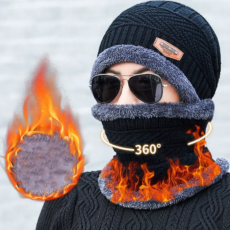 2022 पुरुषों बेनी टोपी और दुपट्टा सेट सर्दियों बच्चों ऊन अस्तर बेनी बुनना सर्दियों टोपी एक्रिलिक सेट