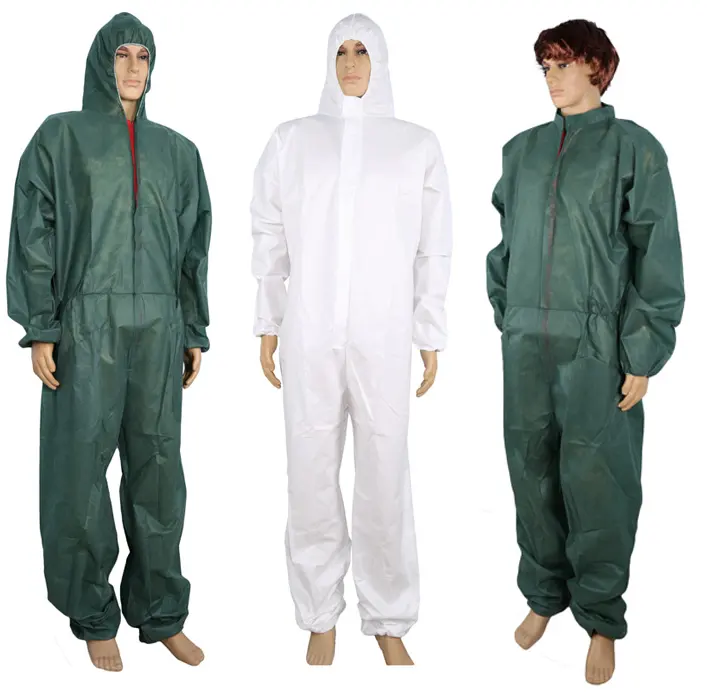 50gsm microporous Coverall vật liệu mới đứng lên cổ áo đàn hồi trên eo mắt cá chân & còng với cổ nhãn