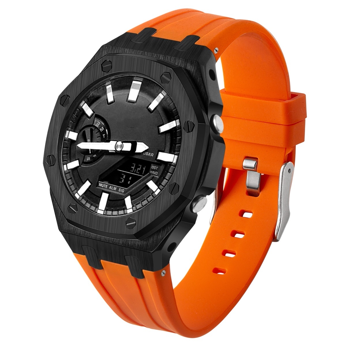 black case+Orange band