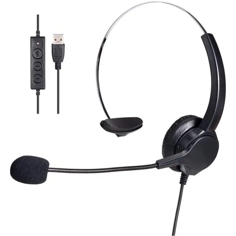 2M Usb Bedrade Computer Headset Head-Mounted Voor Call Center Office Online Mobiel Line Controle Hoofdtelefoon Met Microfoon